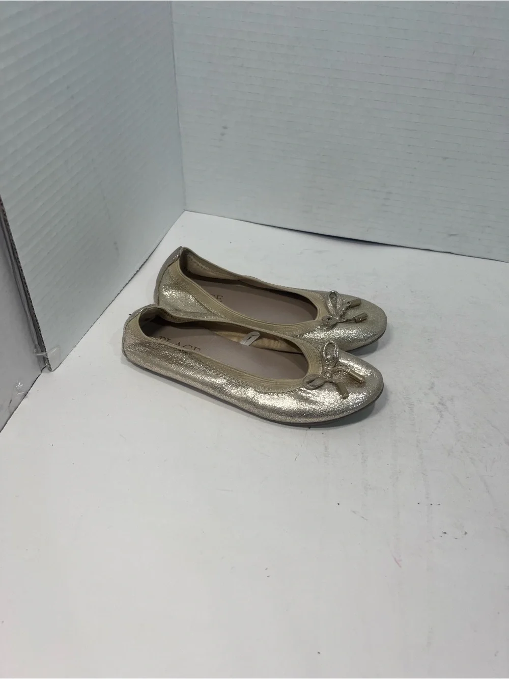 Set of 2 Place Girls' Glitter Mary Janes and Bow Ballet Flats - Gold and Silver